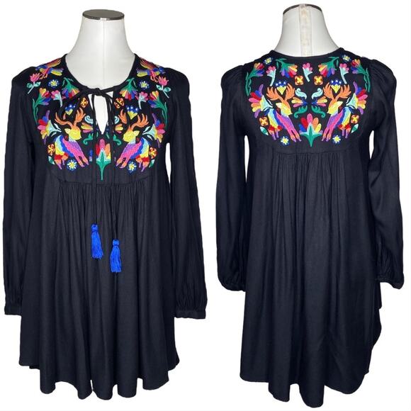 Judith March Embroidered Long Sleeve Mini Dress - Picture 1 of 13